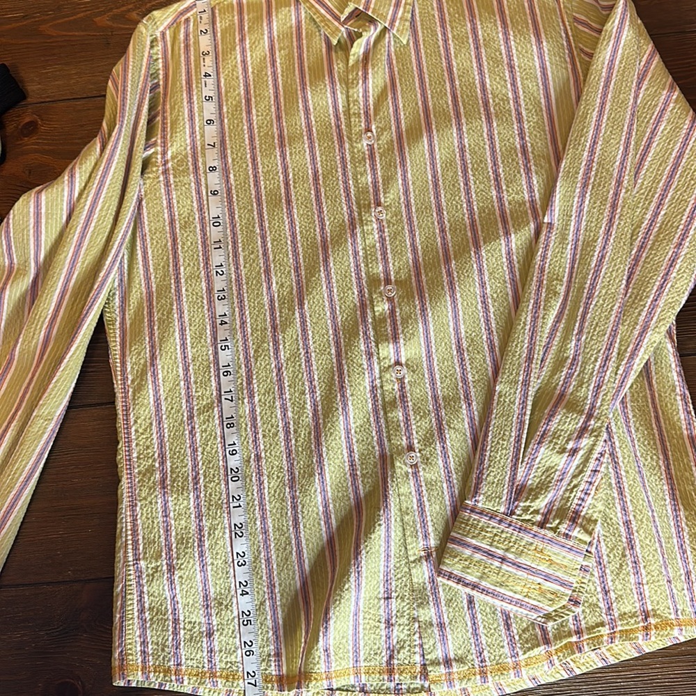 George Roth Los Angeles Spring Green with Multi Color Stripes Button Down - Picture 8 of 11